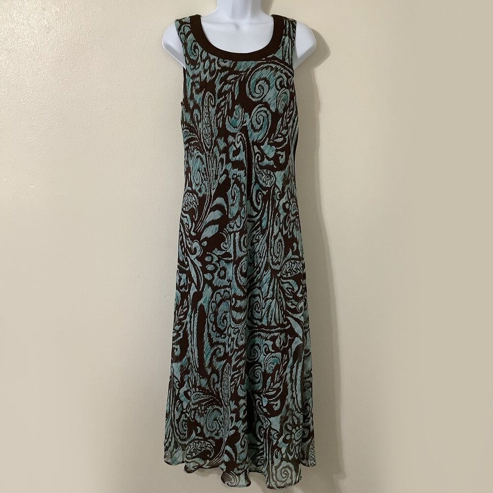 Brown Paisley Maxi Dress Size‎ 12 90s Forest Fairy Fairycore Feminine Bohemian
